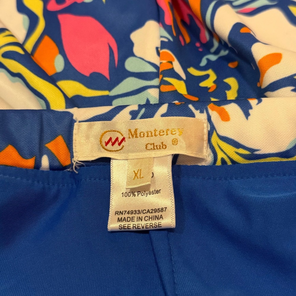 Monterey Club Floral Golf Skort Blue Pink Tropical Print‎ Side Zip XL 2911-010 - Picture 7 of 12